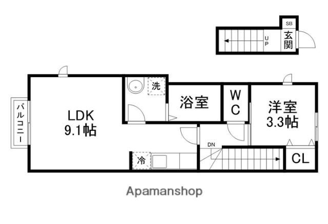 メゾン・ヴェルデ長町(1LDK/2階)の間取り写真