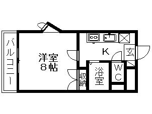 グランドール壱番館(1K/4階)の間取り写真