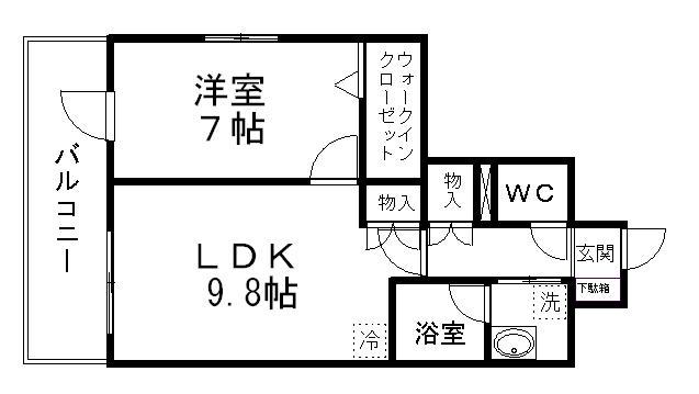 レジディア榴岡 イースト棟(1LDK/4階)の間取り写真