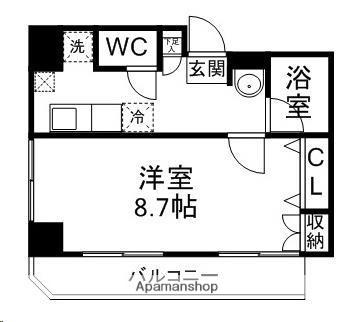 マインド祐(1K/4階)の間取り写真