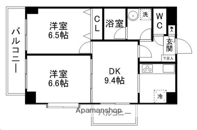 しゃとれ東勝山(2DK/1階)の間取り写真