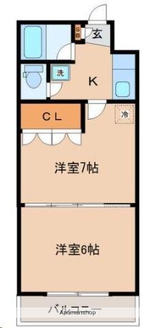 イーグルハイツ萩野町(2K/1階)の間取り写真