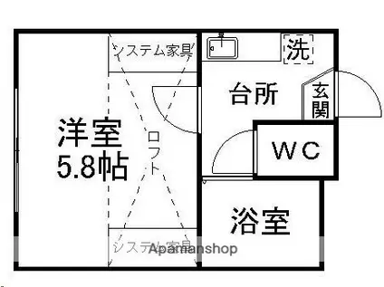 ベルシオン仙台第4(1K/1階)の間取り写真
