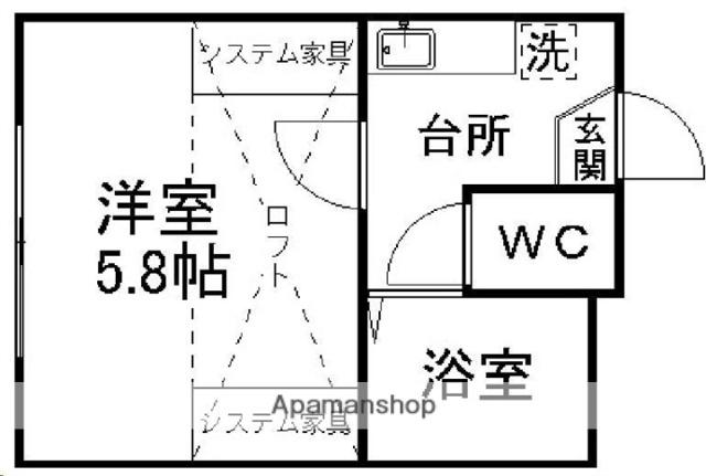 ベルシオン仙台第4(1K/2階)の間取り写真
