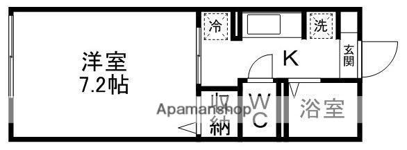 ラルジュ東勝山(1K/1階)の間取り写真