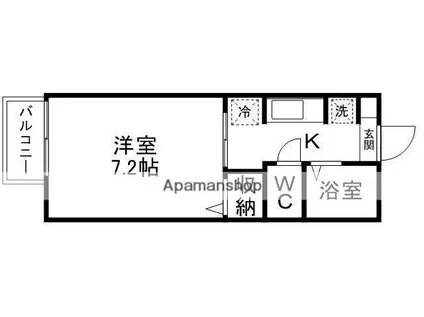 ラルジュ東勝山(1K/2階)の間取り写真