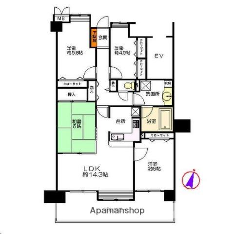 ロイヤルパレス長町公園(4LDK/12階)の間取り写真