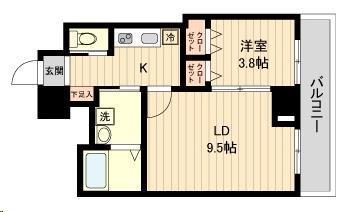 ベルレジデンス高砂(1LDK/8階)の間取り写真