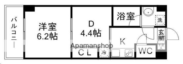 マスダビル(1DK/3階)の間取り写真