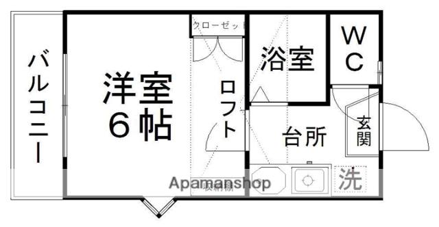 ピースフル泉第6(1K/2階)の間取り写真