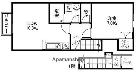 プランドールフジ(1LDK/2階)の間取り写真