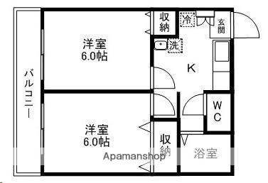 プランドビルあけぼの町(2K/3階)の間取り写真