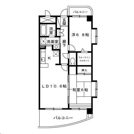グランウィング(2LDK/3階)の間取り写真
