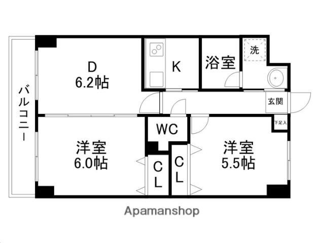 ツインプラザ幸(2DK/3階)の間取り写真