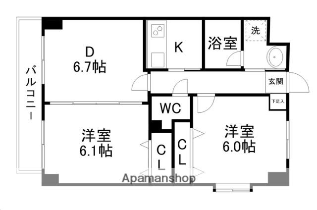 ツインプラザ幸(2DK/5階)の間取り写真