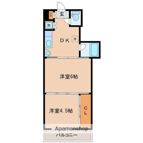 アルデール南鍛冶町(2DK/2階)の間取り写真