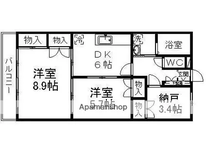 荒巻中央ハイツA棟(2SDK/1階)の間取り写真