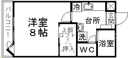 バーシティハウスKANO(1K/2階)の間取り写真