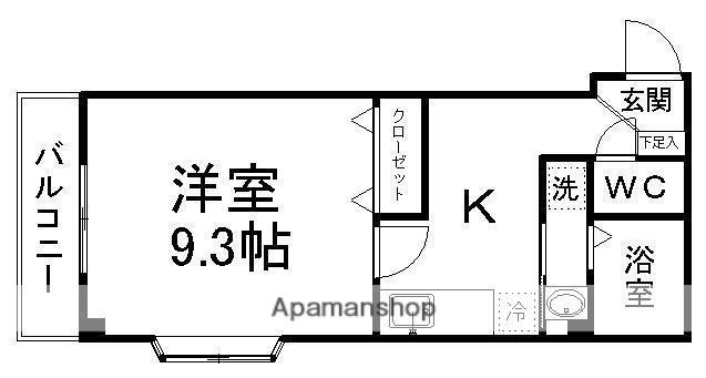ライフステージ市名坂(1K/3階)の間取り写真