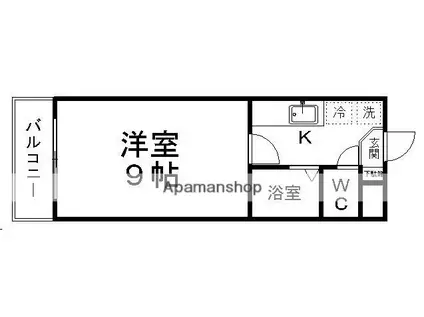 ベルシティ七北田(1K/3階)の間取り写真