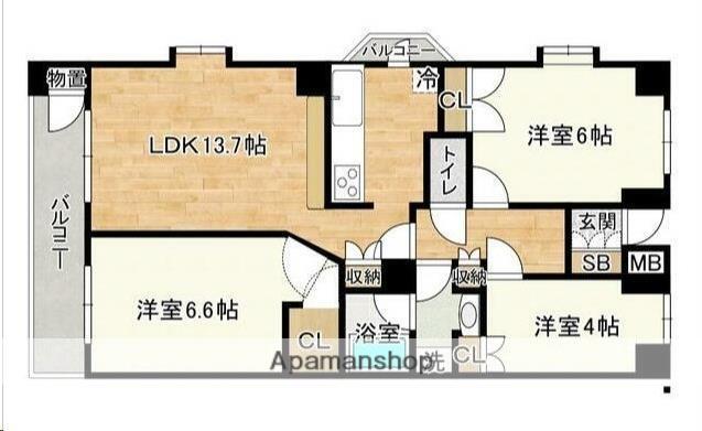 ガーデンスクエア泉(3LDK/1階)の間取り写真