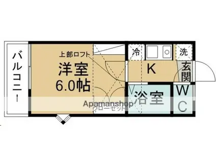 ベルシオン仙台第3(1K/1階)の間取り写真