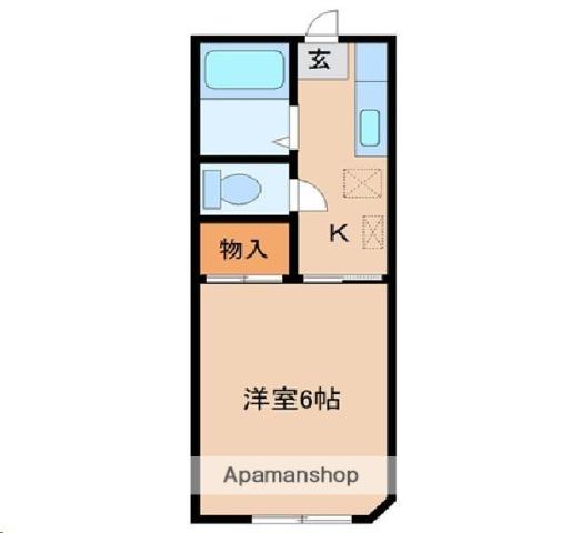 WISH河原町(1K/1階)の間取り写真