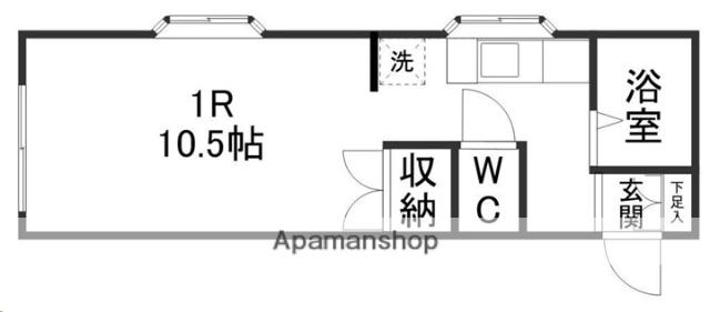 ミルフィーユKJS(ワンルーム/2階)の間取り写真