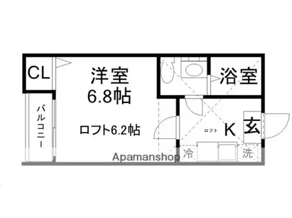 希望が丘荘(1K/2階)の間取り写真