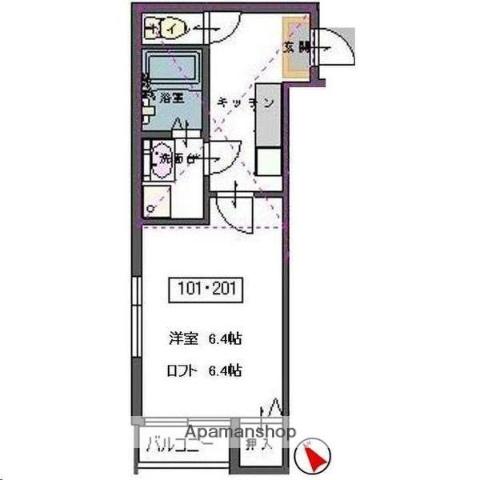 希望が丘荘(1K/1階)の間取り写真