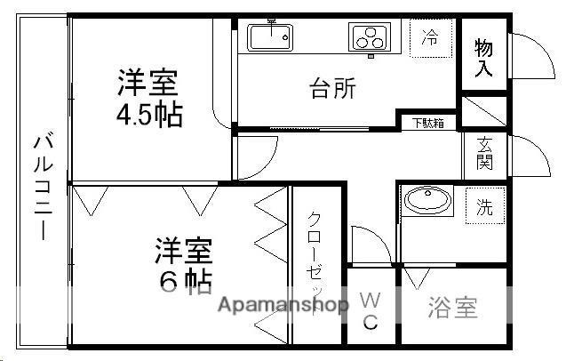 荒巻ハイツA棟(2K/3階)の間取り写真
