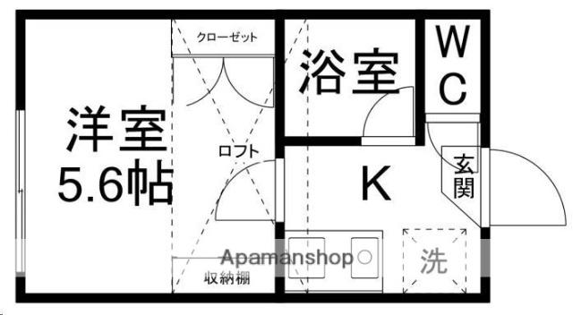 ピースフル泉第3(1K/1階)の間取り写真