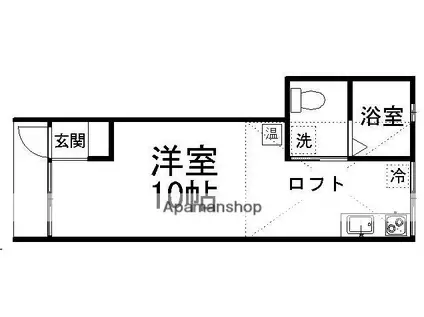 エクセルシャトー泉ケ丘(ワンルーム/1階)の間取り写真