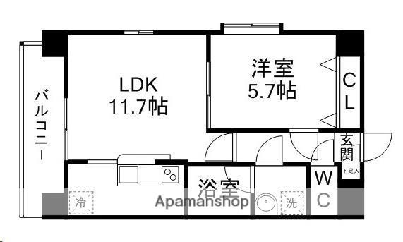 しゃとれ西中田(1LDK/6階)の間取り写真