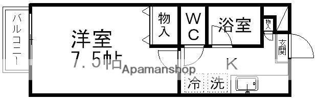 ピースフル黒松(1K/1階)の間取り写真