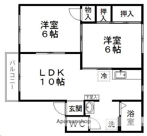 アール四季(2LDK/2階)の間取り写真