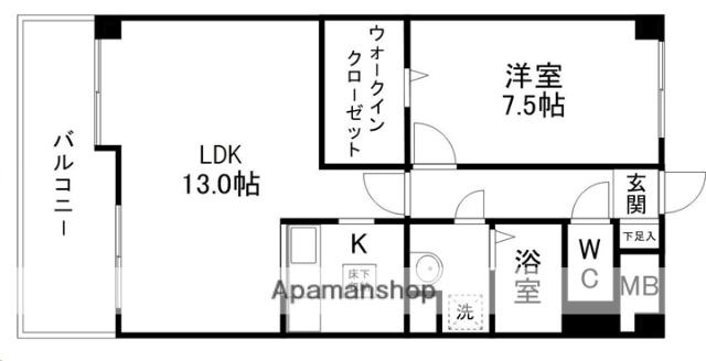 上杉五番館(1LDK/3階)の間取り写真
