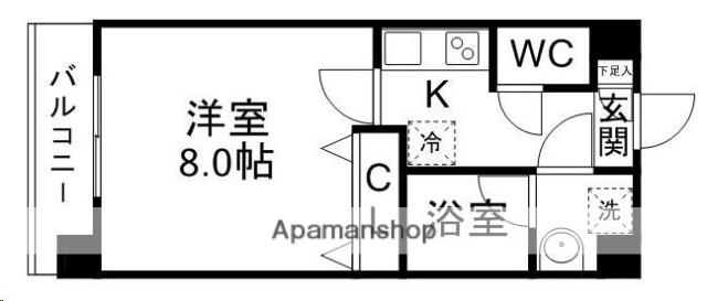 しゃとれ山手町(1K/2階)の間取り写真