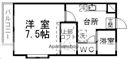 ピースフル市名坂(1K/1階)の間取り写真