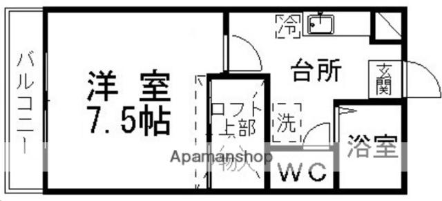 ピースフル市名坂(1K/2階)の間取り写真