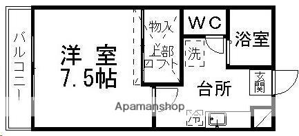 ピースフル市名坂(1K/2階)の間取り写真