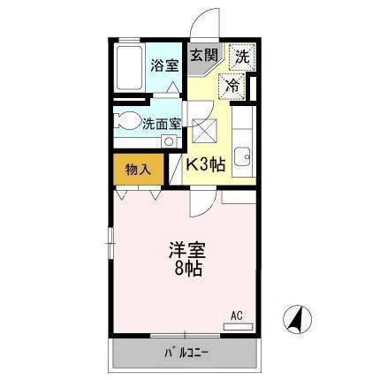 エスポアール長命(1K/1階)の間取り写真