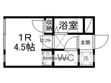 アップルハウス旭ケ丘10(ワンルーム/2階)の間取り写真