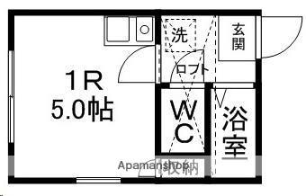 アップルハウス旭ケ丘10(ワンルーム/2階)の間取り写真
