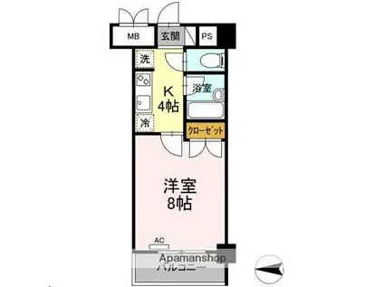 コージーコートひだまり館(ワンルーム/4階)の間取り写真