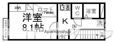 ジーケィ参番館(1K/2階)の間取り写真