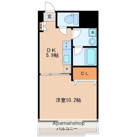 ウエストパーク支倉(1DK/10階)の間取り写真