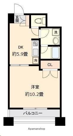 ウエストパーク支倉(1DK/8階)の間取り写真