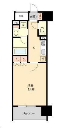 レジディア榴岡 ウエスト棟(1K/2階)の間取り写真