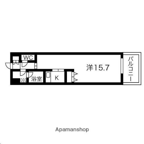 アレクシード晩翠通(1K/2階)の間取り写真